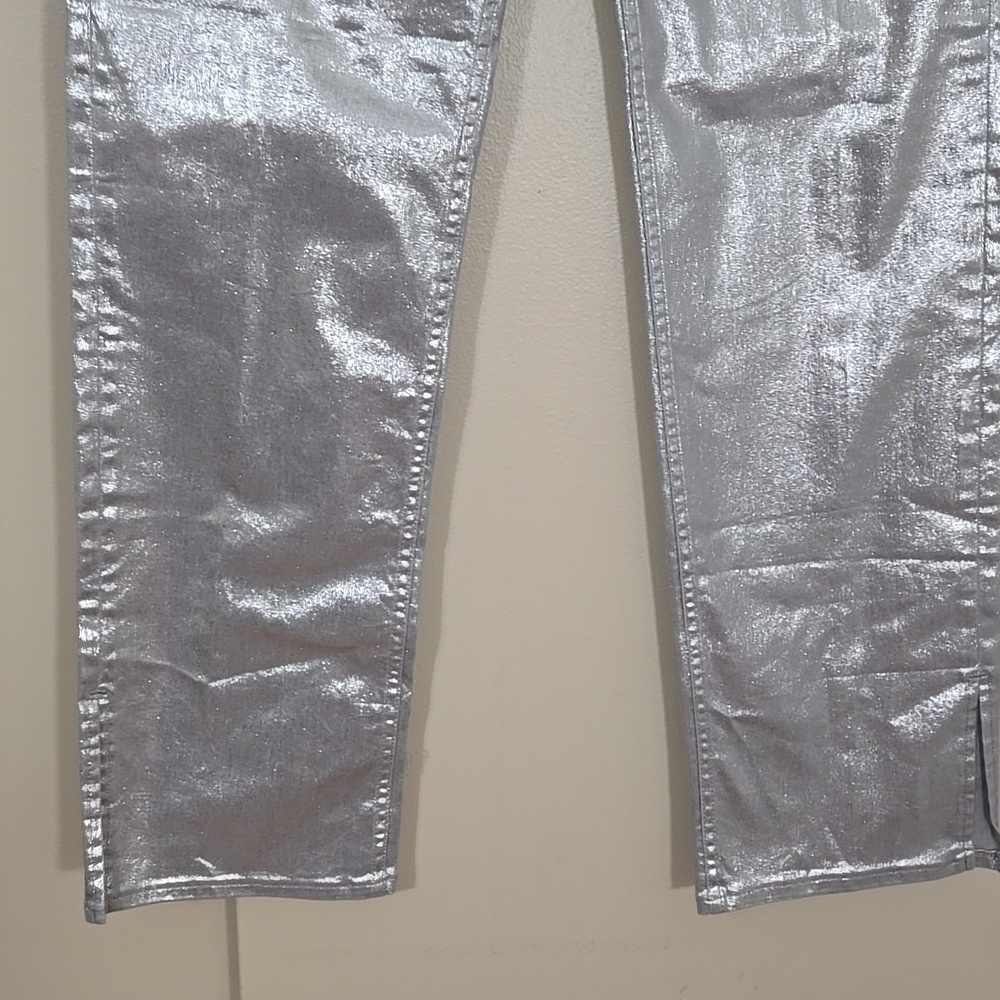 GAP Metallic Silver 90s Mid Rise Jeans Pants Size 28/6 Tall - Picture 3 of 9